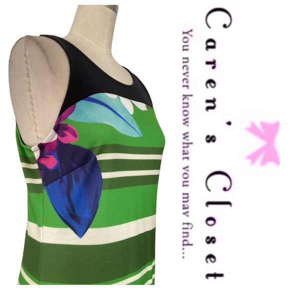 Desigual Graphic Chula Life Floral Stripe Sleeveless Multicolor Mini Dress - Picture 5 of 7